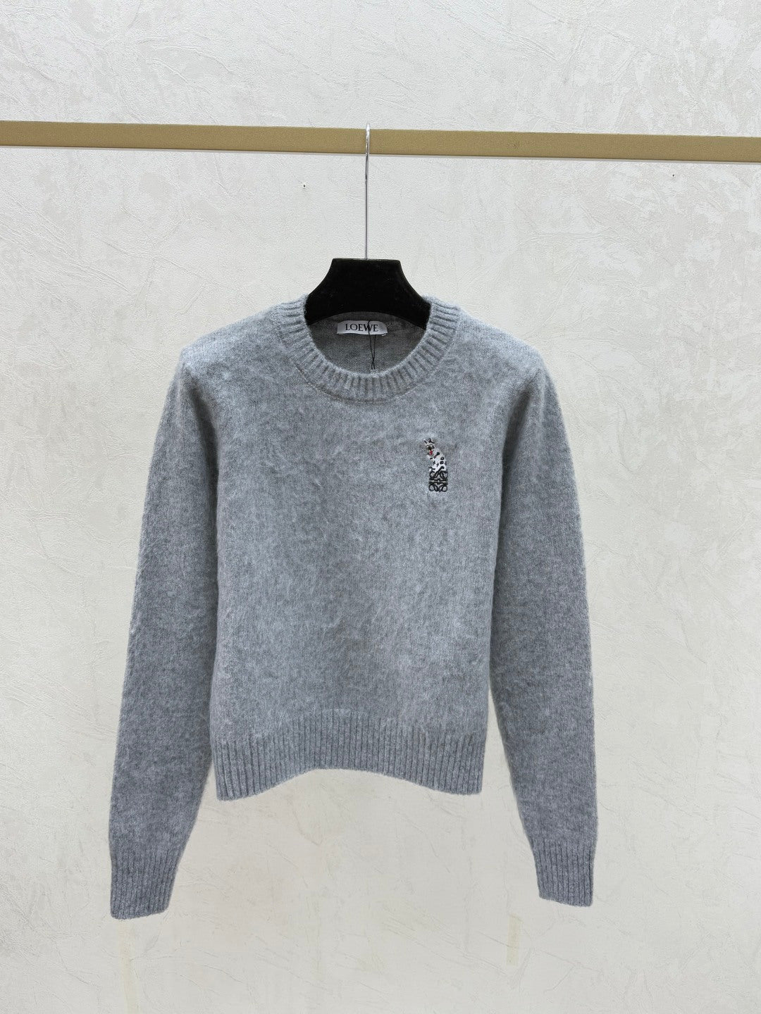 Loewe 2025 Round Neck Embroidered Logo Sweater Wool