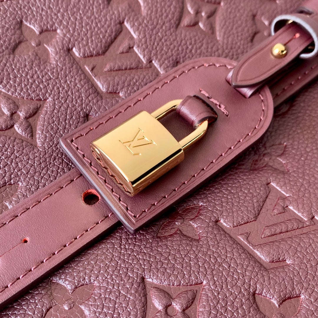 LV 2025 Louis Vuitton All In One MM Bag 56cm Wine Red Monogram Empreinte Leather 343623
