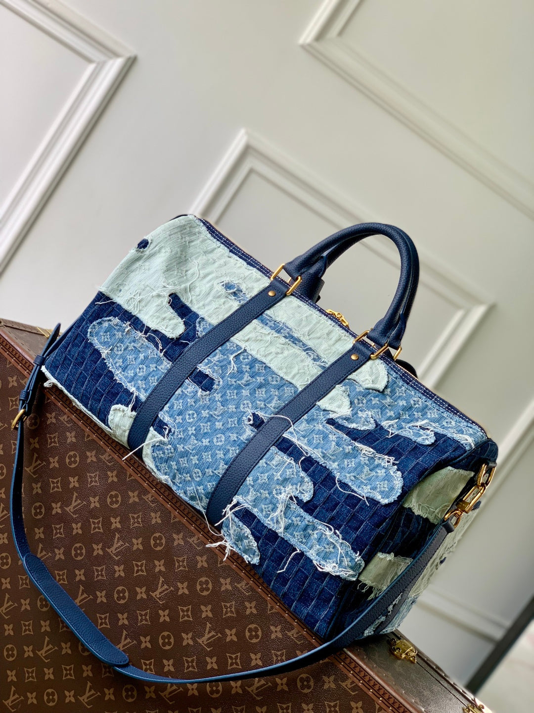 LV 2025 Keepall Bandoulière 50 Bag Blue Denim Cowhide 346569
