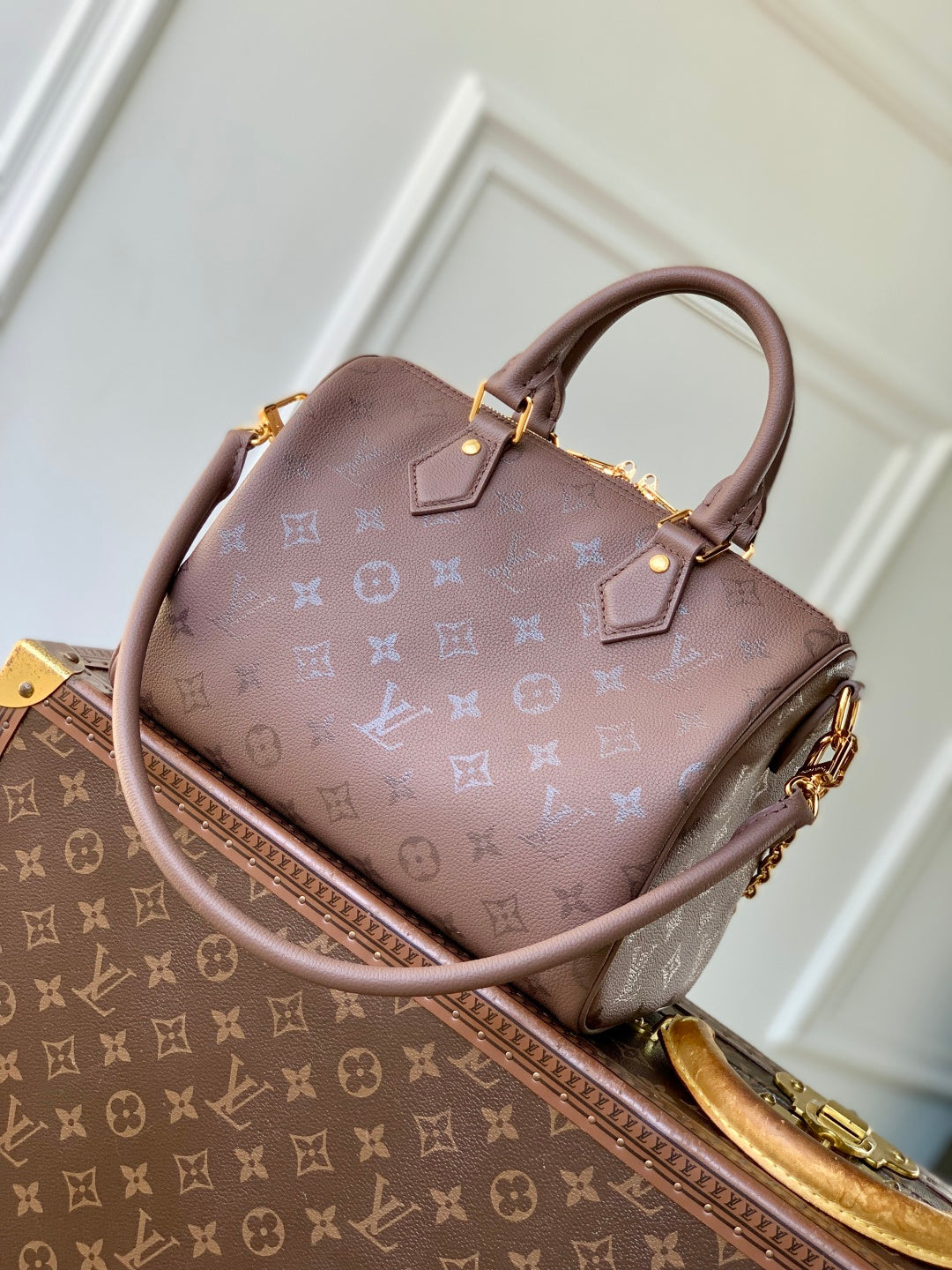 LV 2025 Speedy Bandoulière 25 Wine Red Calfskin 347094