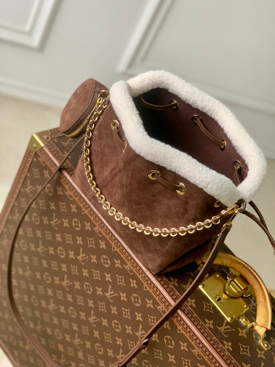 LV 2025 Bella Bag cm Chocolate Brown Suede 347357