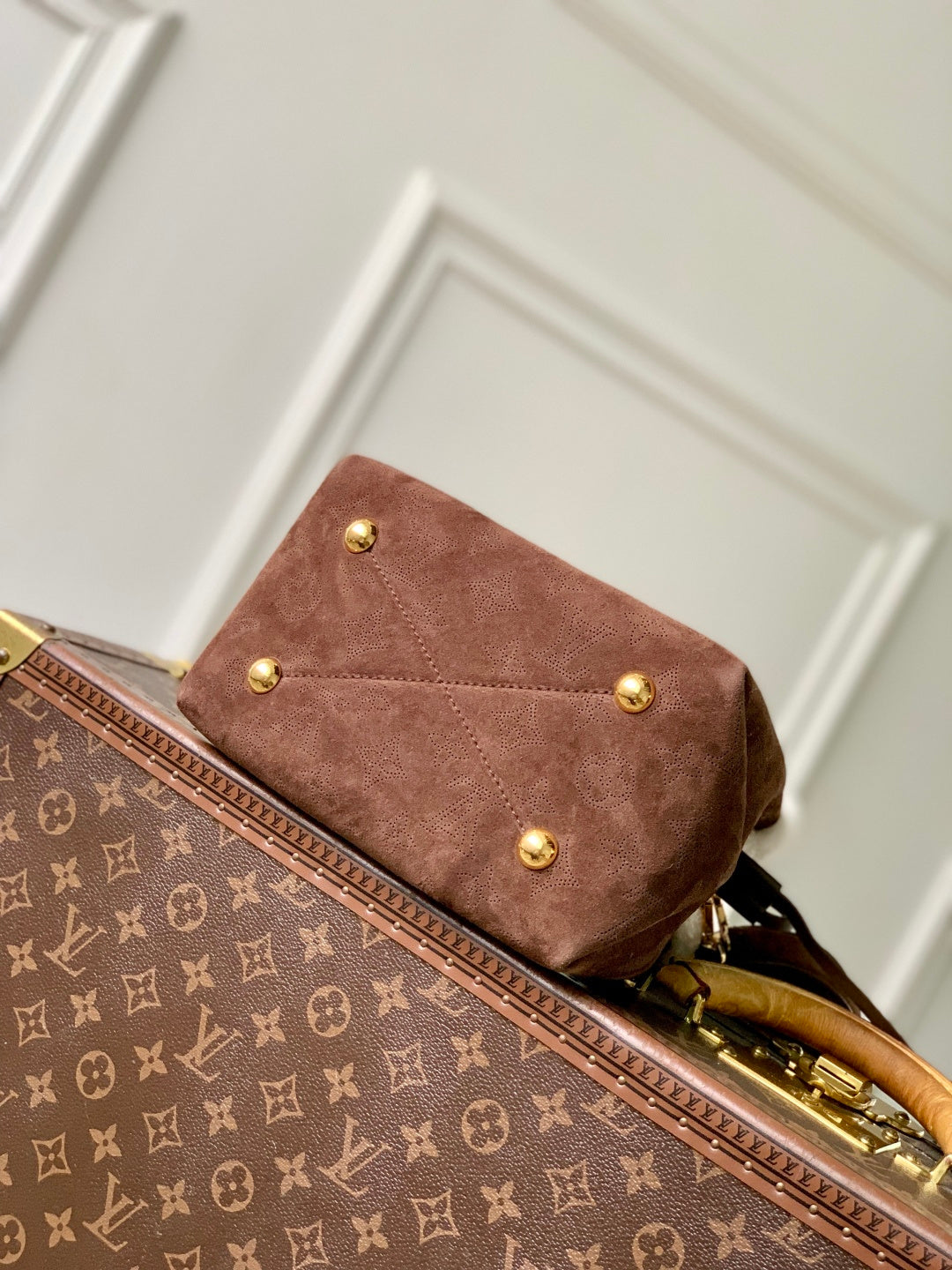 LV 2025 Bella Bag cm Chocolate Brown Suede 347357