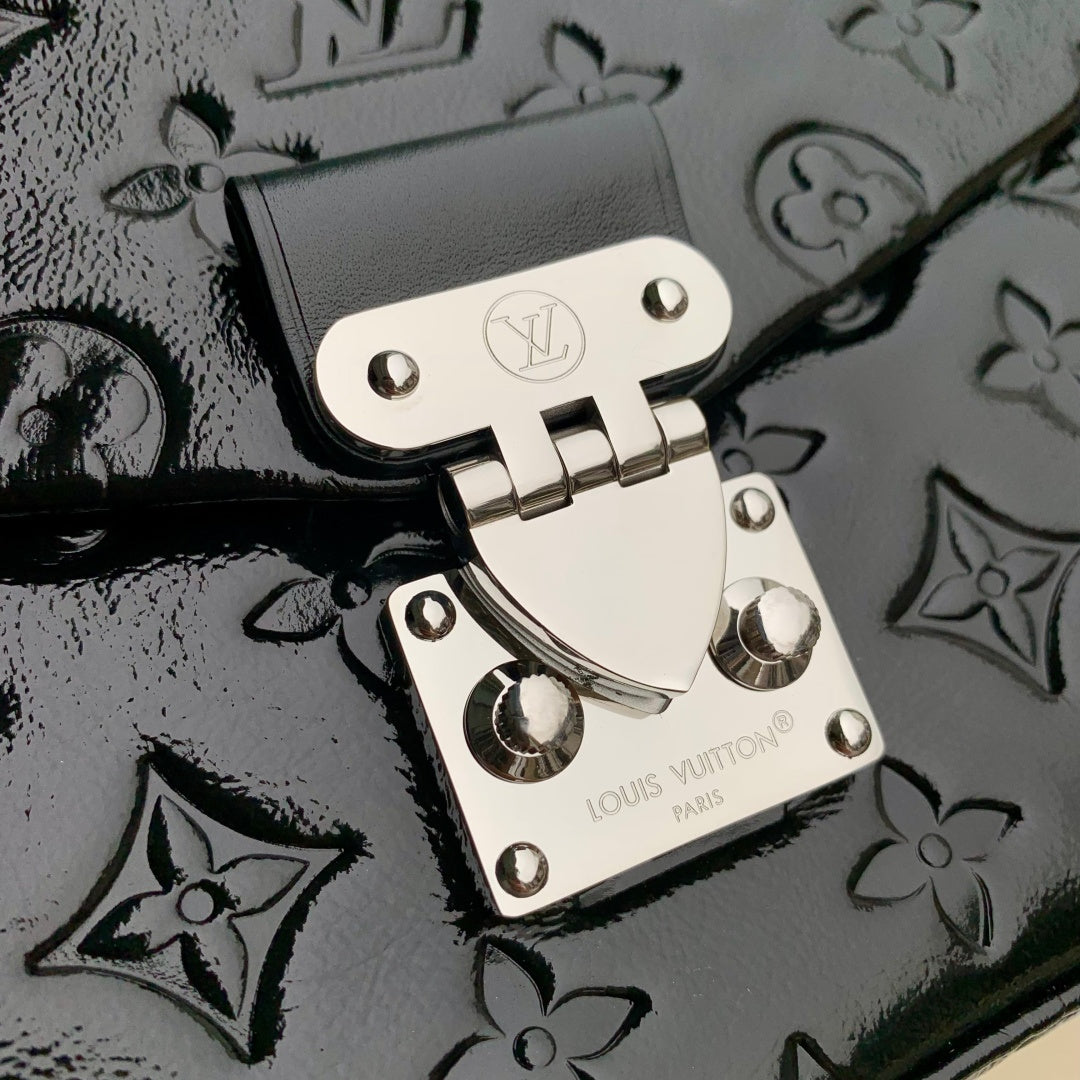 LV 2025 Trunkie Bag 27cm Black Silver Patent Leather 347372