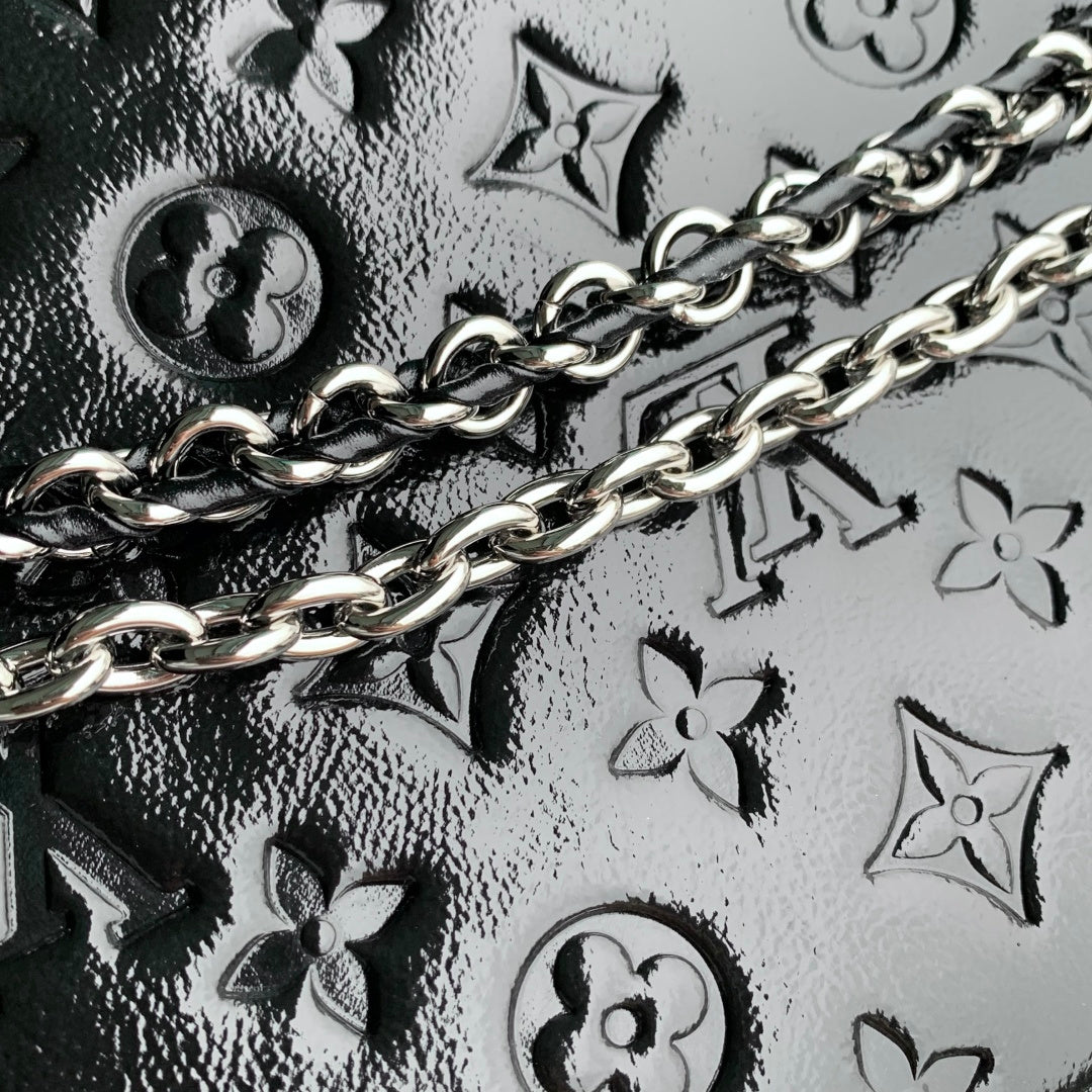 LV 2025 Trunkie Bag 27cm Black Silver Patent Leather 347372