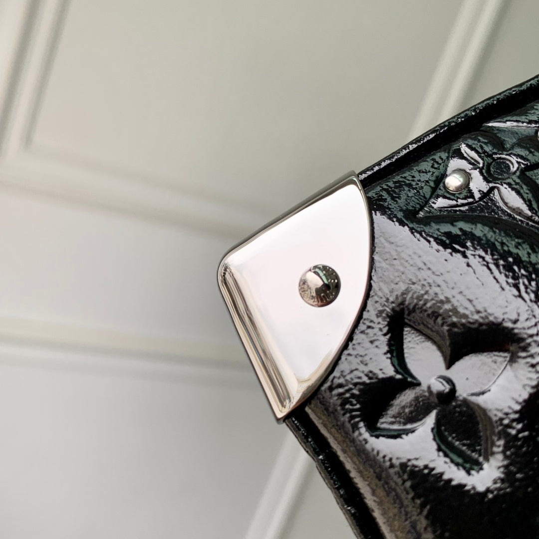 LV 2025 Trunkie Bag 27cm Black Silver Patent Leather 347372