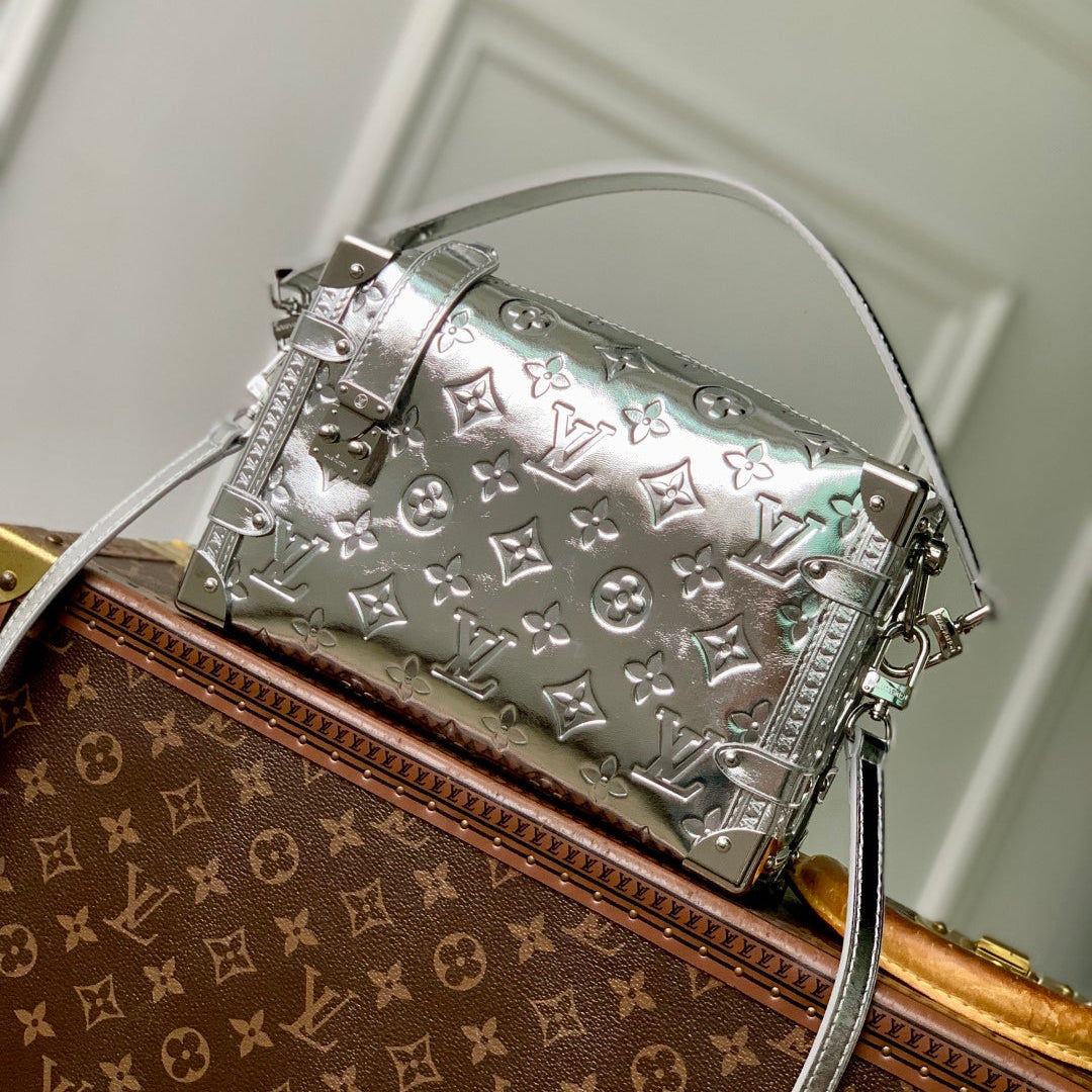 LV 2025 Side Trunk MM Bag Silver Calfskin 347376