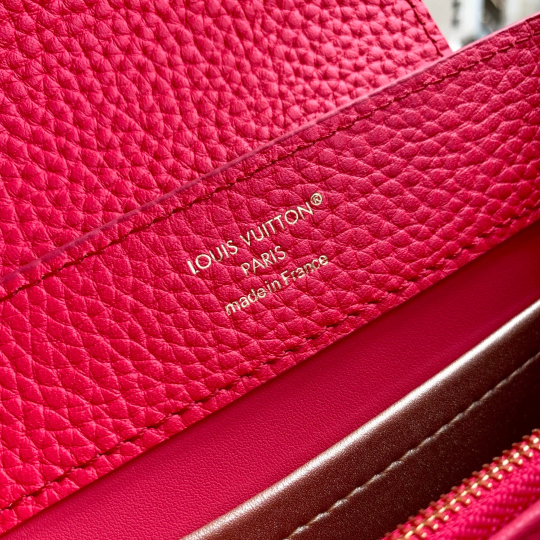 LV 2025 Capucines Bag Red Gold Taurillon Leather 347380