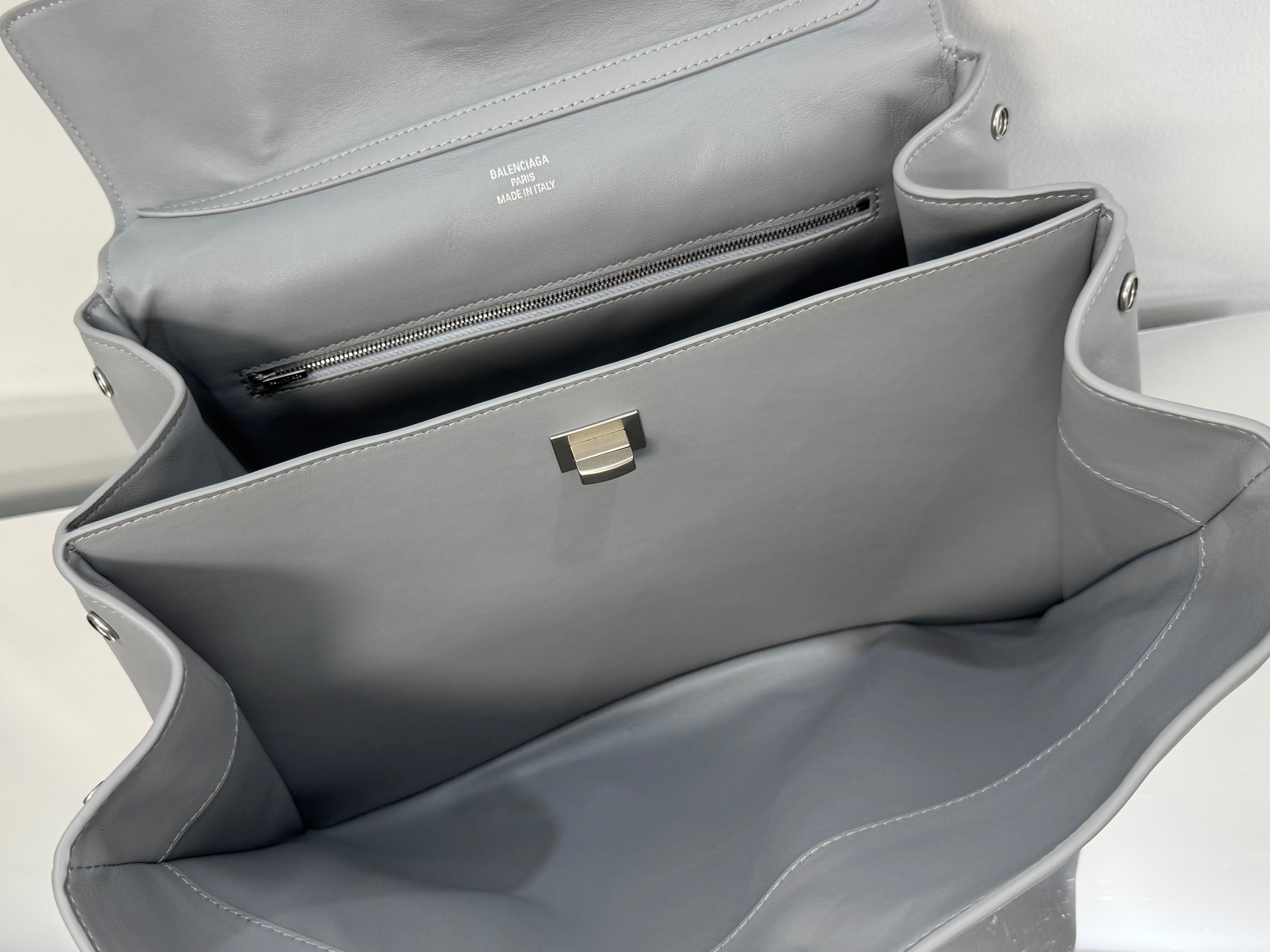 Balenciaga Medium Bag 35 Gray Calfskin Sliver Hardware
