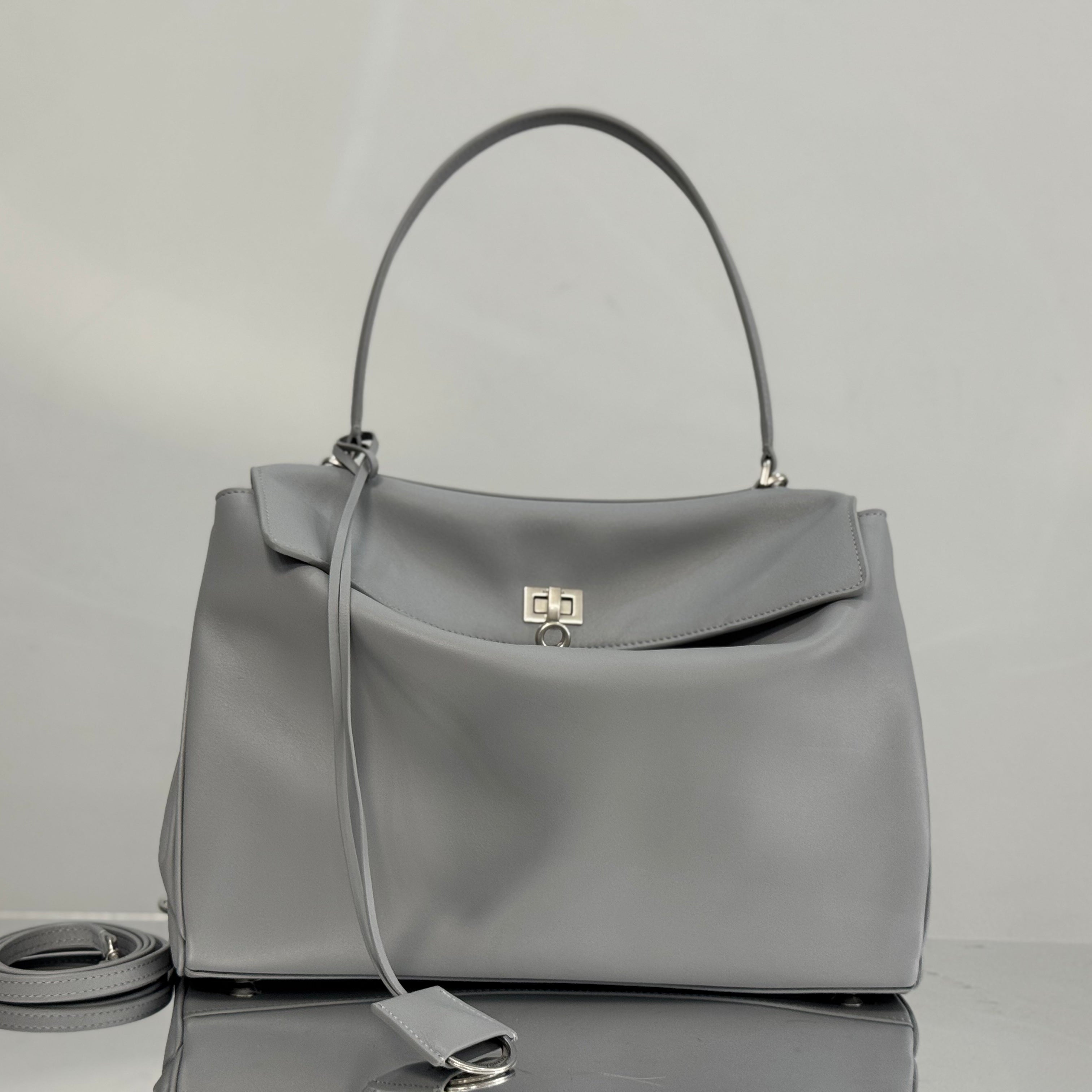 Balenciaga Medium Bag 35 Gray Calfskin Sliver Hardware