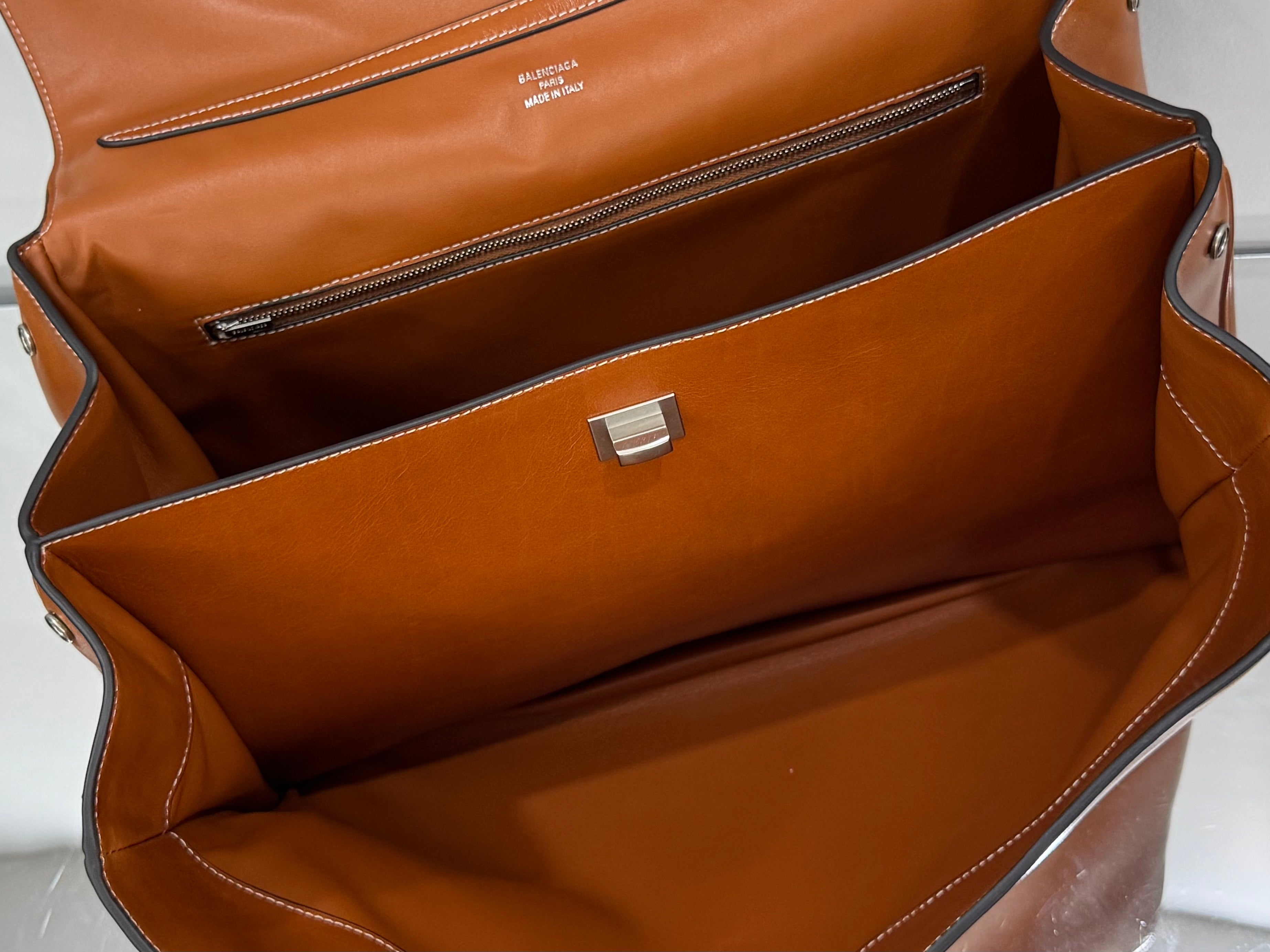 Balenciaga Large Bag 40 Camel Brown Cowhide Sliver Hardware