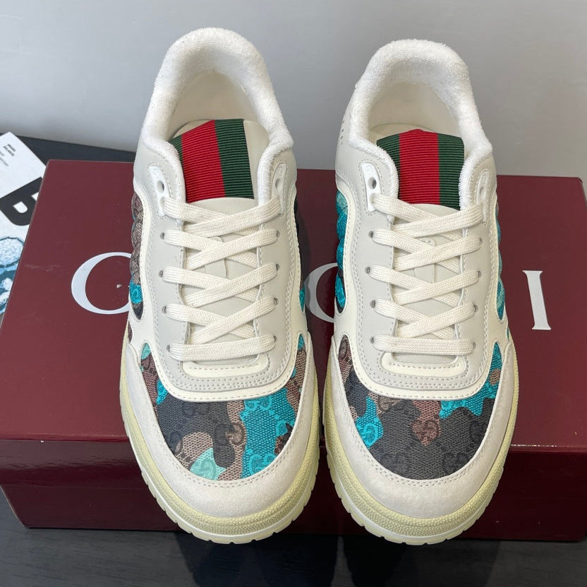 Gucci 2025 Re-Web Sneaker White Blue Leather Fabric