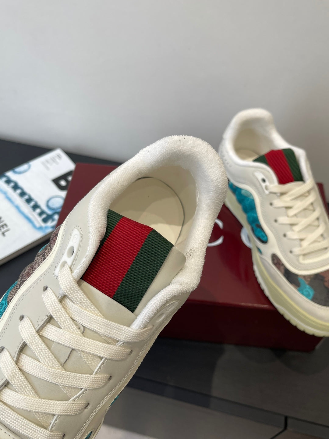 Gucci 2025 Re-Web Sneaker White Blue Leather Fabric
