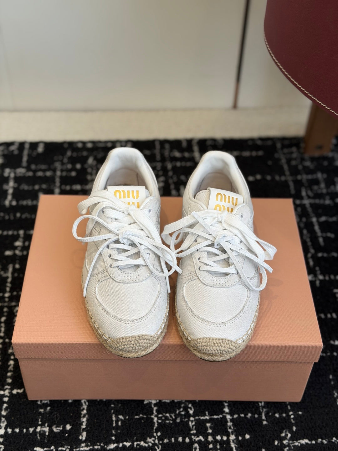 Miu Miu 2026 Espadrille Sneaker White Canvas Woven 621339