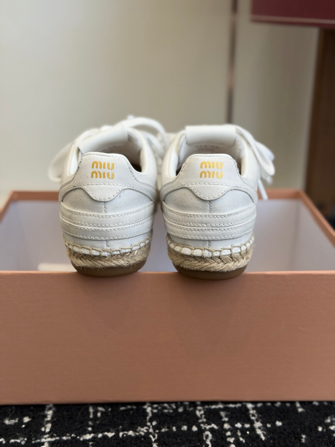 Miu Miu 2026 Espadrille Sneaker White Canvas Woven 621339