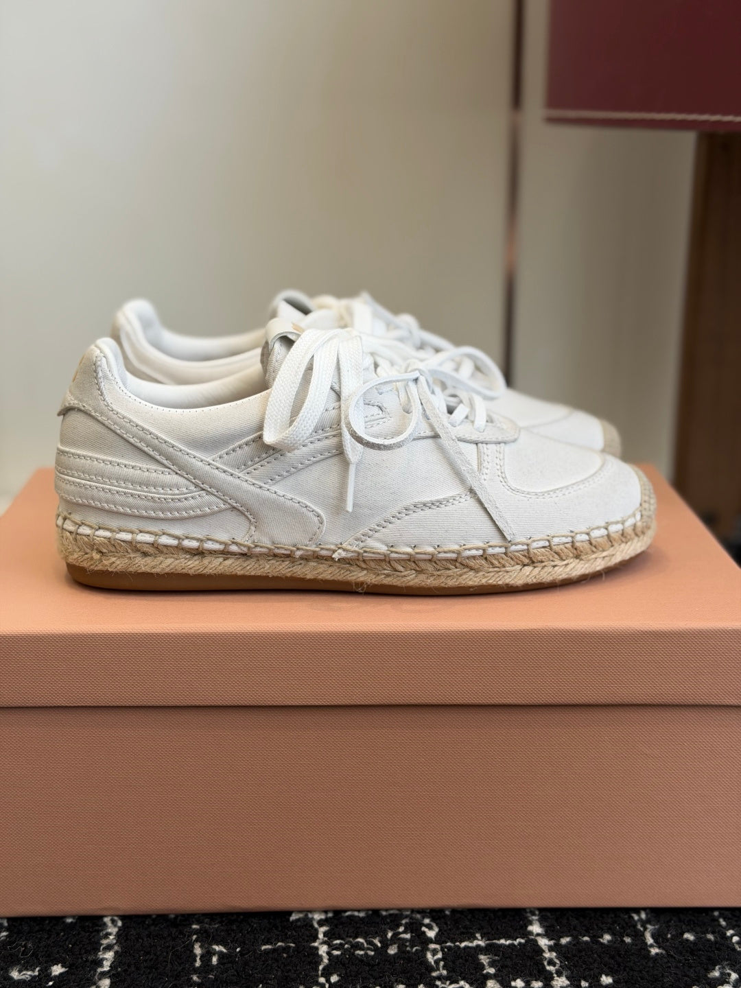 Miu Miu 2026 Espadrille Sneaker White Canvas Woven 621339