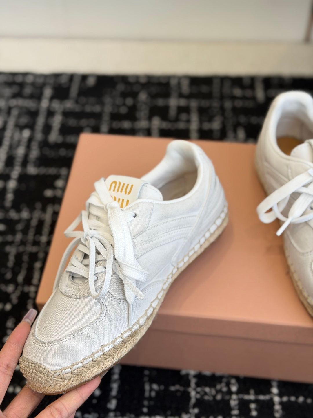 Miu Miu 2026 Espadrille Sneaker White Canvas Woven 621339