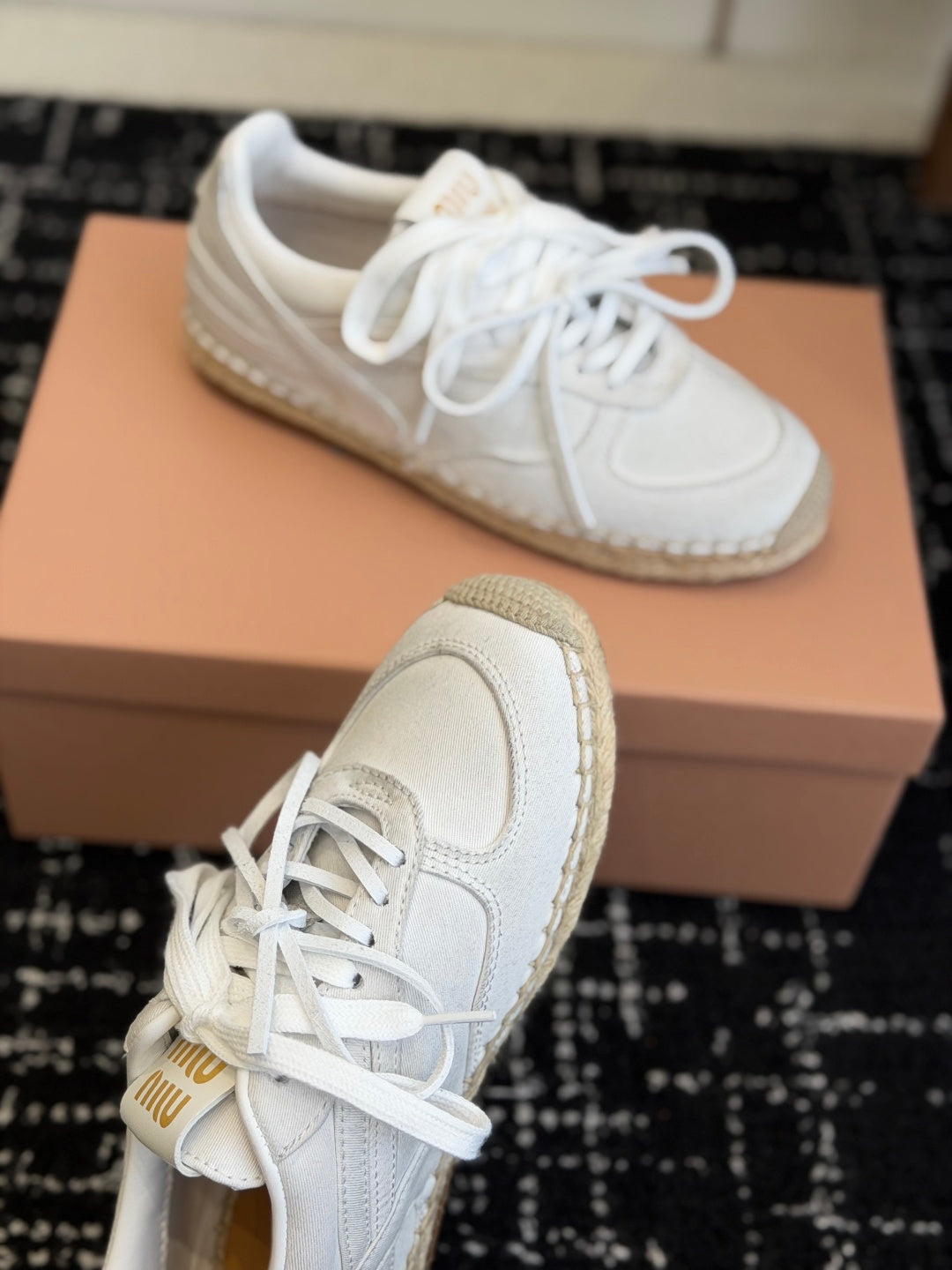 Miu Miu 2026 Espadrille Sneaker White Canvas Woven 621339