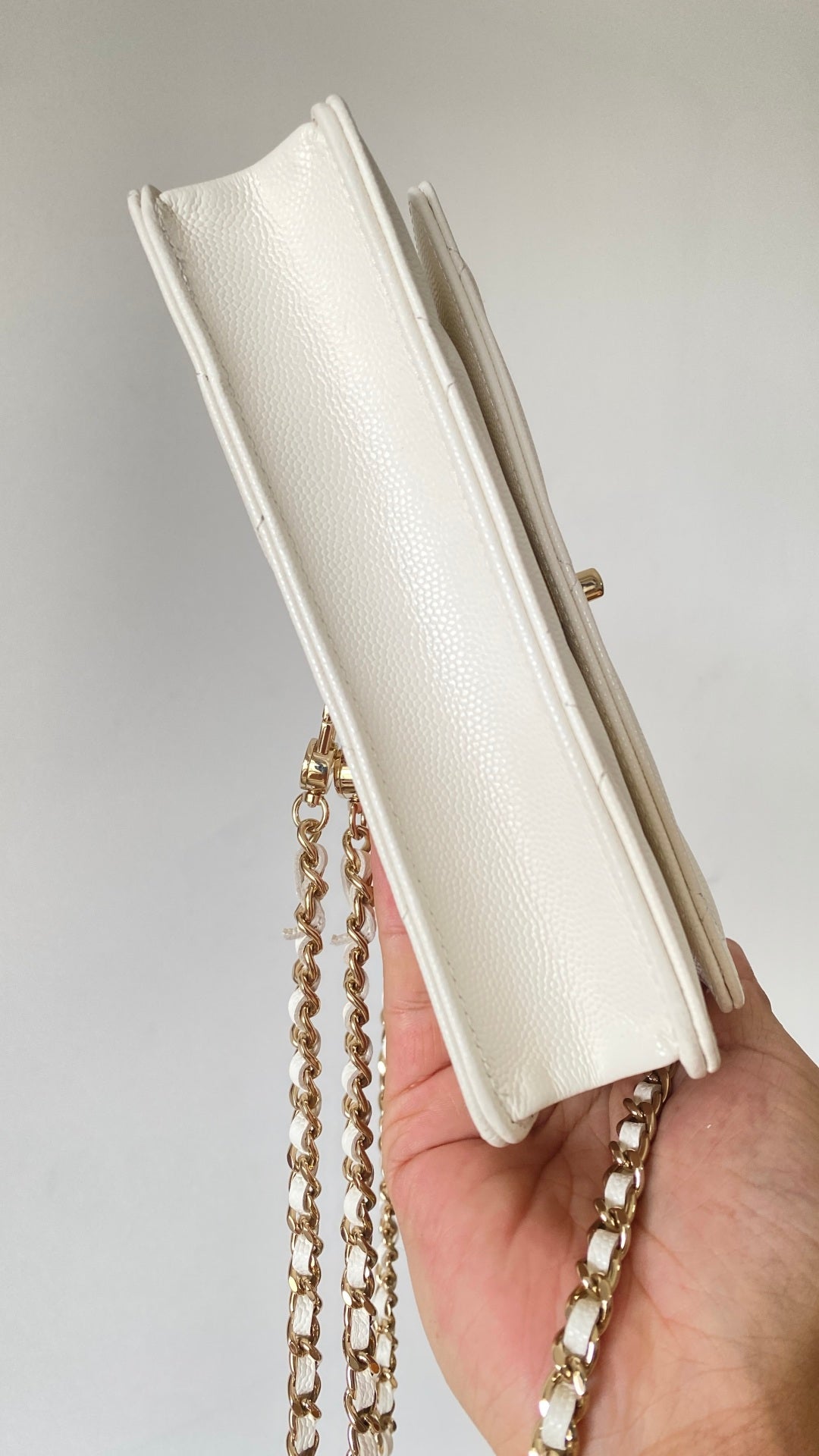 Chanel 25 Bag 18cm White Lambskin