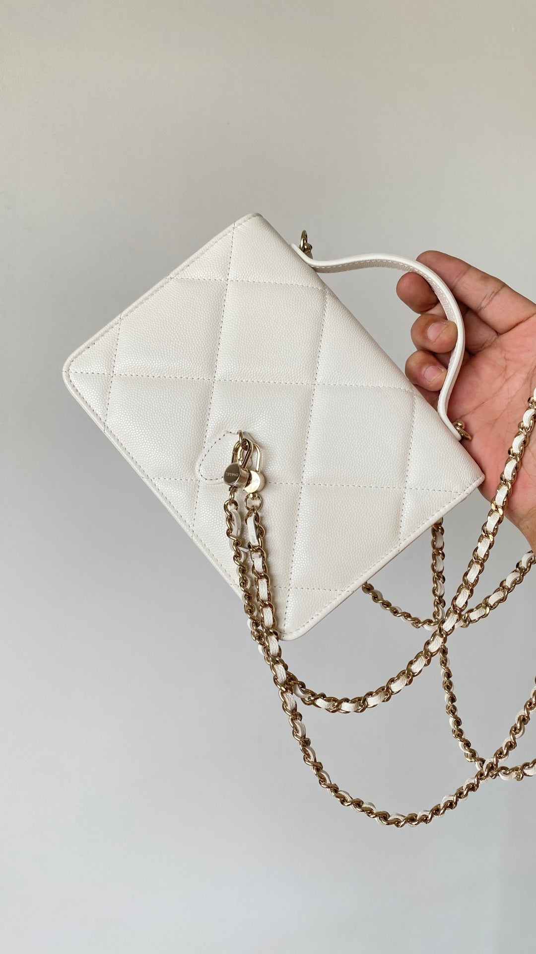 Chanel 25 Bag 18cm White Lambskin