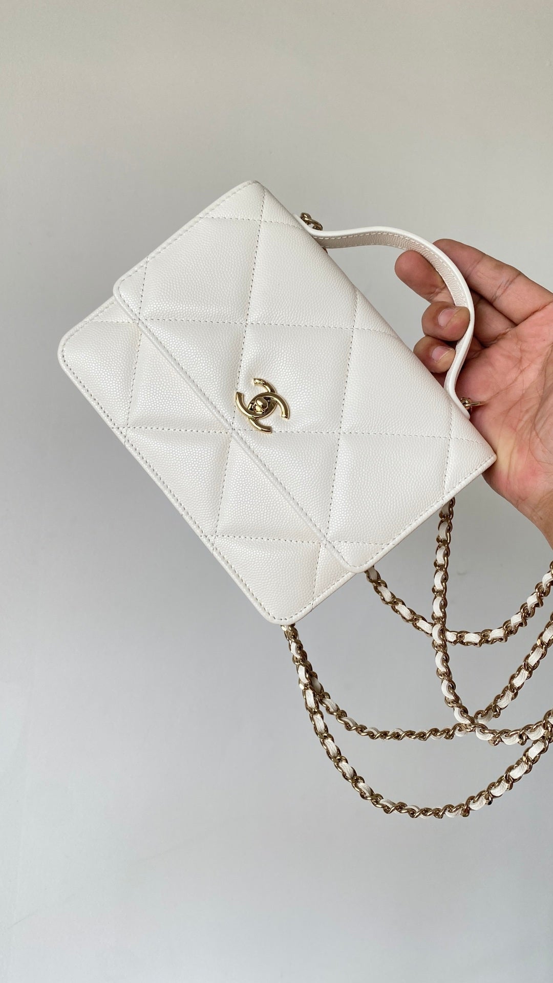 Chanel 25 Bag 18cm White Lambskin