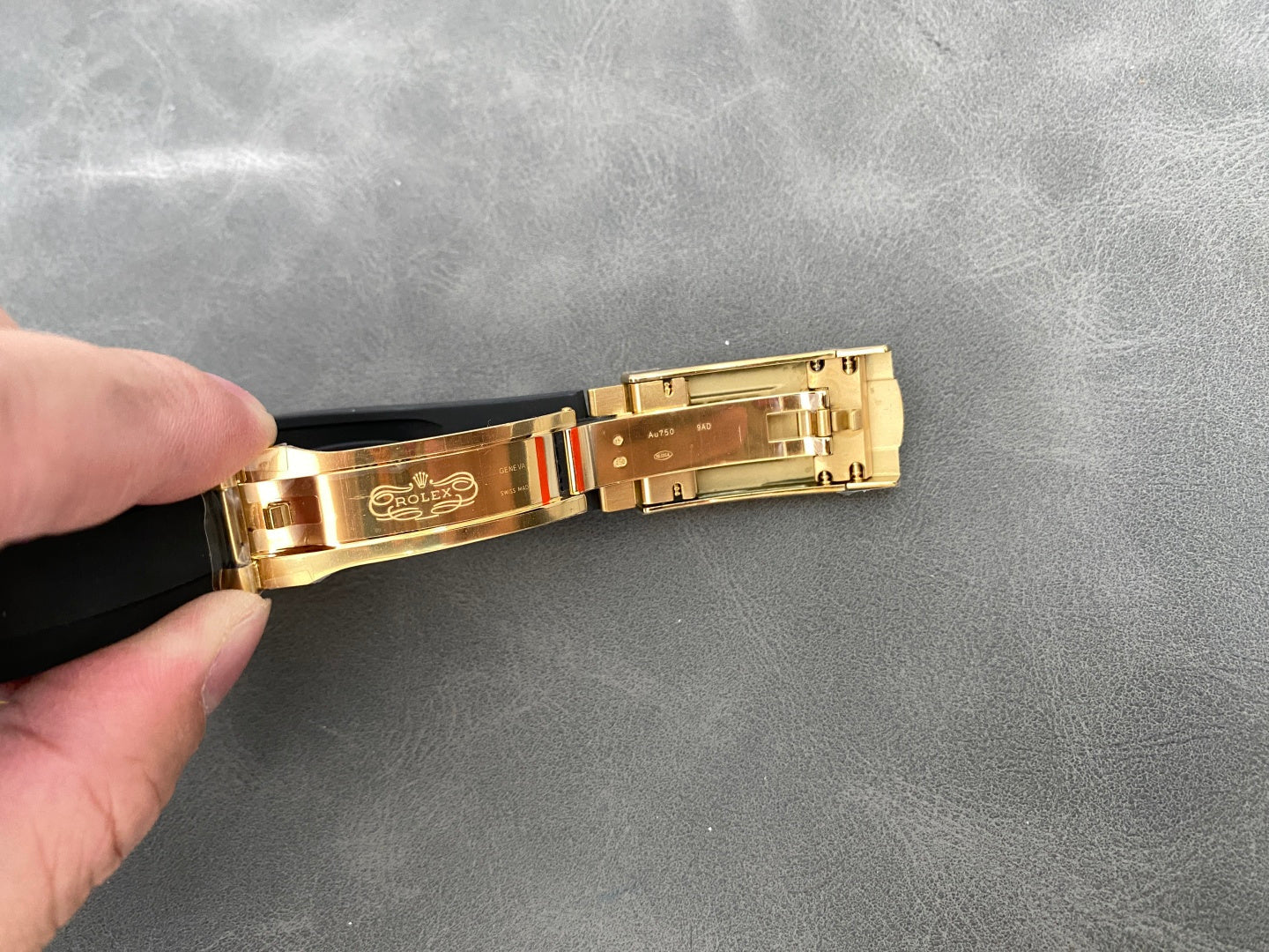 Rolex Sky-Dweller 42mm Gold Case Gold Dial Rubber Strap