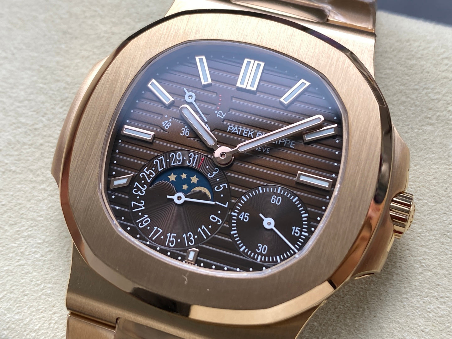 Patek Philippe Nautilus Rose Gold Case Brown Dial
