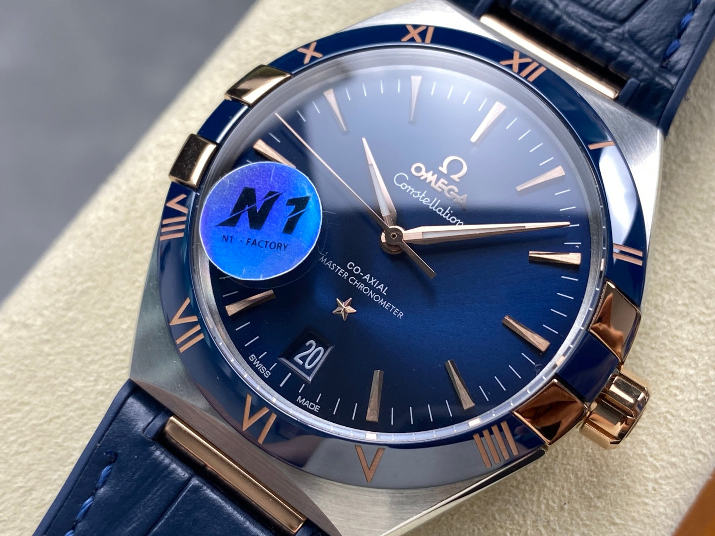 Omega Constellation Co-Axial Master Chronometer 41 mm Blue Dial Leather Strap