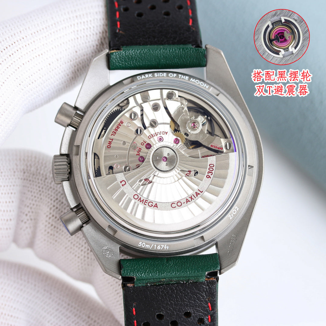 Omega Speedmaster Grey Side of the Moon 44.25mm Green Leather Strap