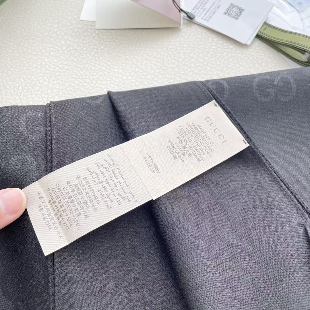 GG Houndstooth Scarf 180CM Black Cashmere 288129