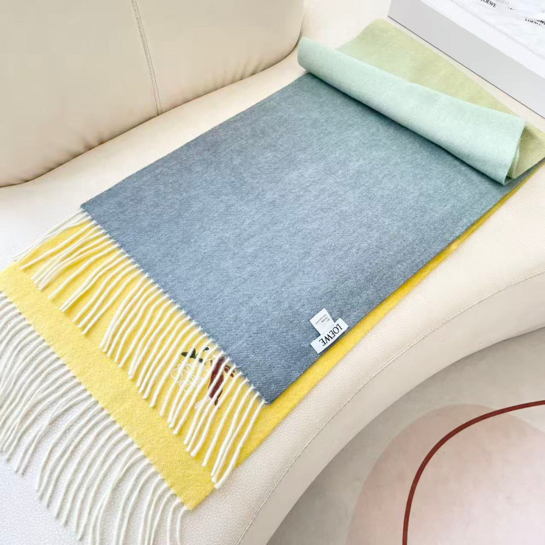Loewe Scarf 180CM Yellow Gray Cashmere 924194