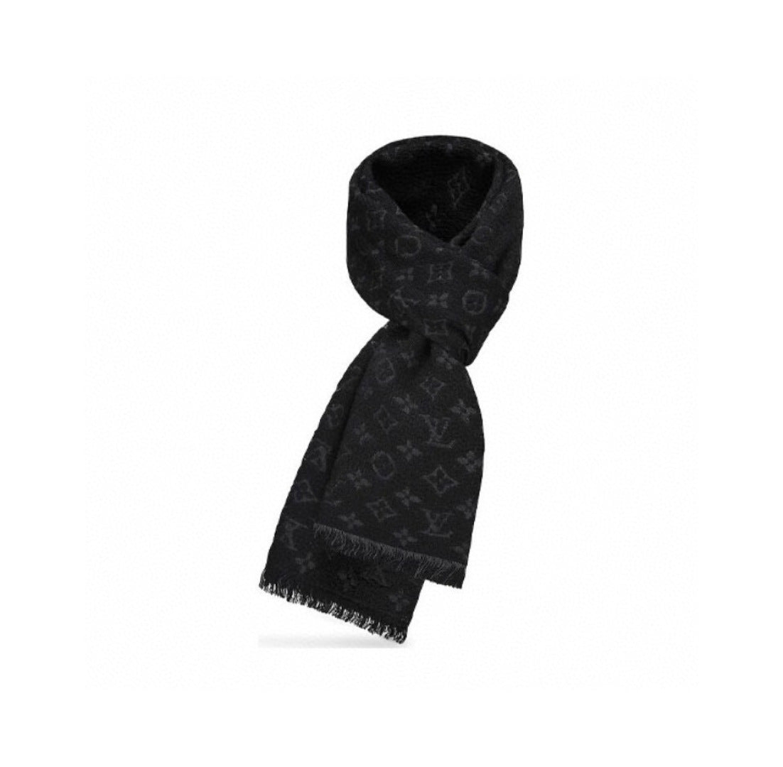 LV Men Scarf 180cm Black Wool 967168