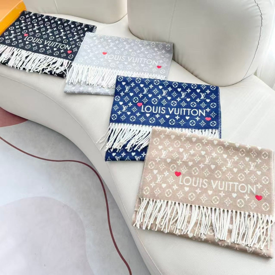 LV Studdy Reykjavik Scarf 180cm Blue Wool 967171