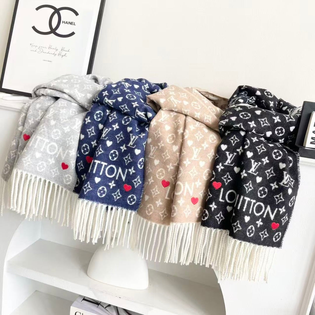 LV Studdy Reykjavik Scarf 180cm Light Gray Wool 967172