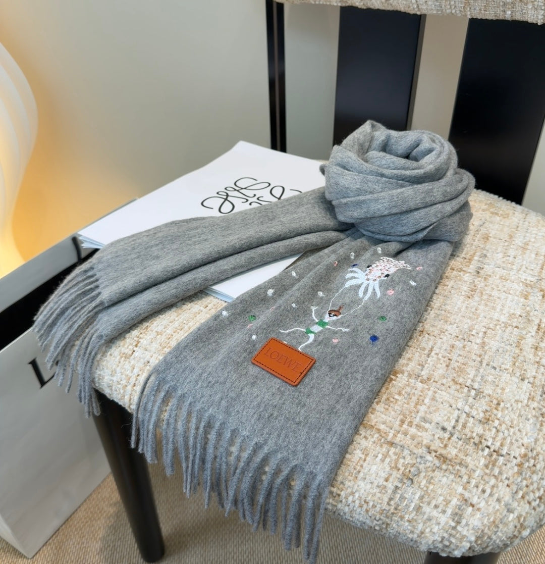 Loewe Scarf 180CM Gray Wool-blend 902880