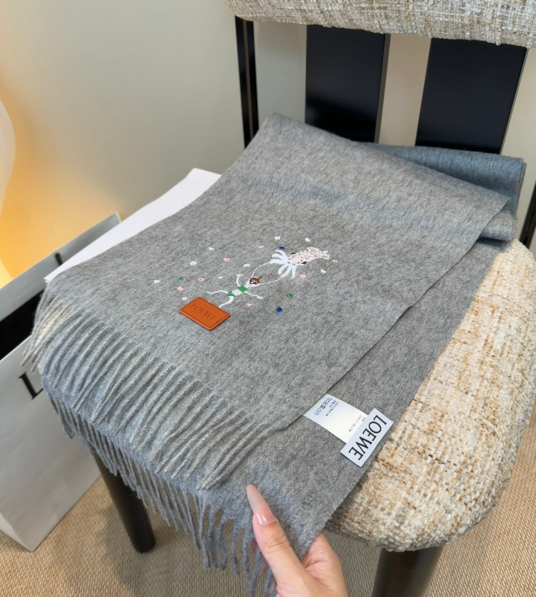 Loewe Scarf 180CM Gray Wool-blend 902880