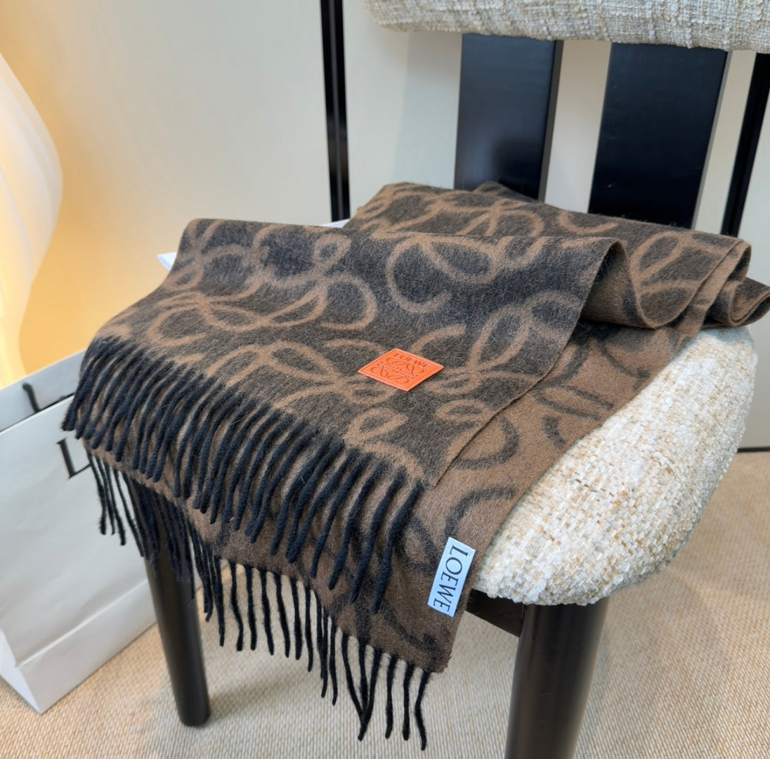 Loewe Scarf 180CM Black Brown Wool-blend 100121