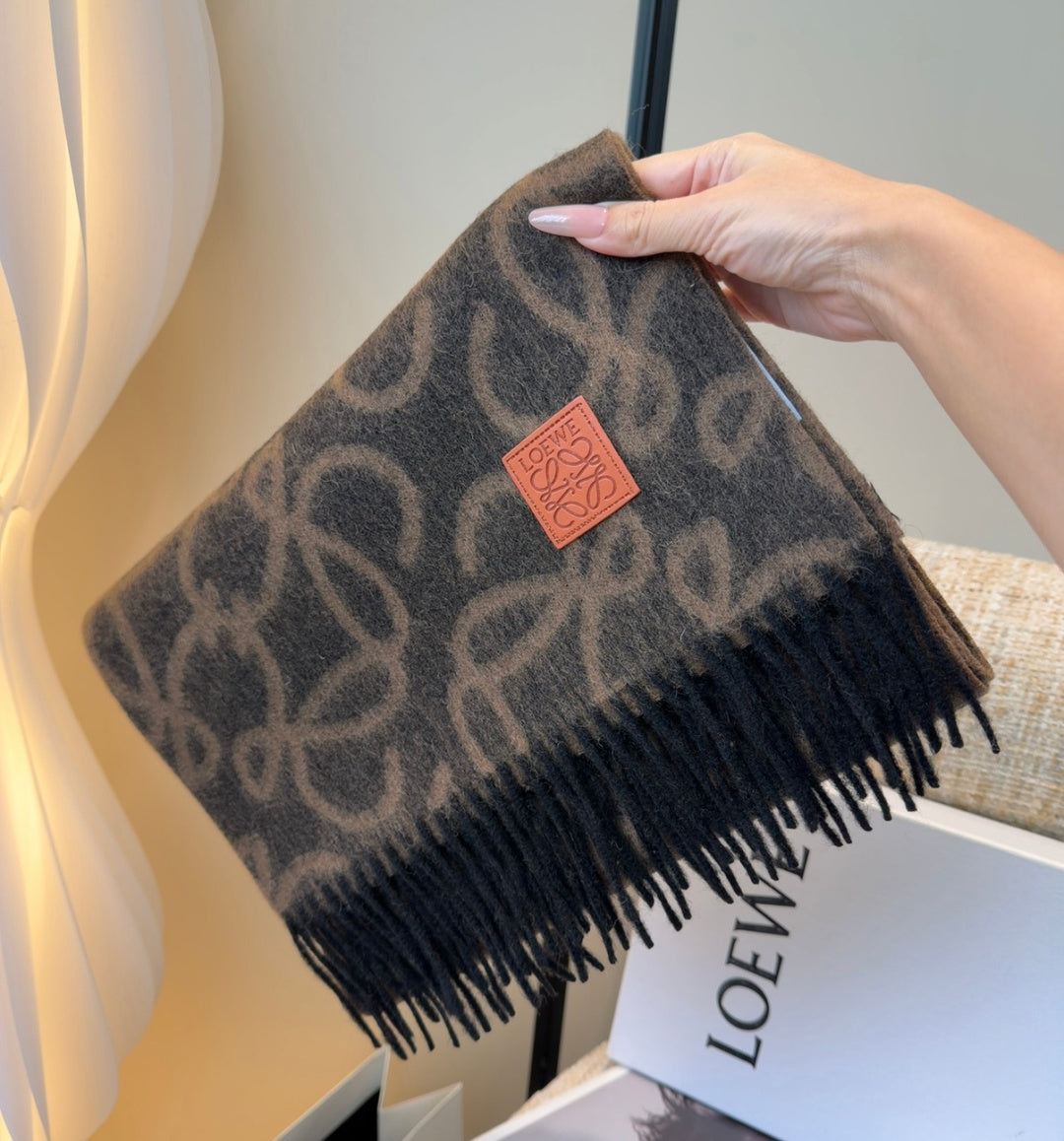 Loewe Scarf 180CM Black Brown Wool-blend 100121