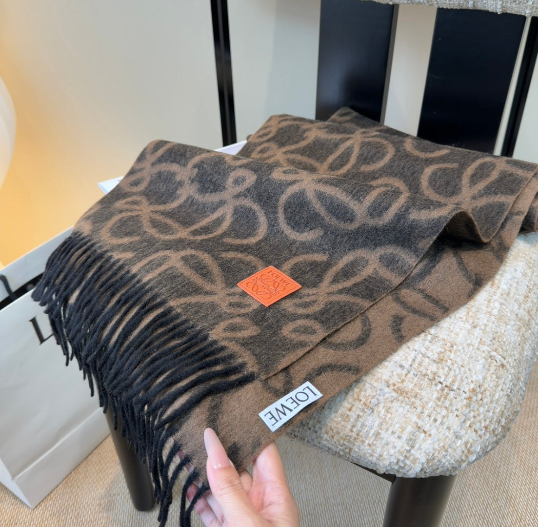 Loewe Scarf 180CM Black Brown Wool-blend 100121