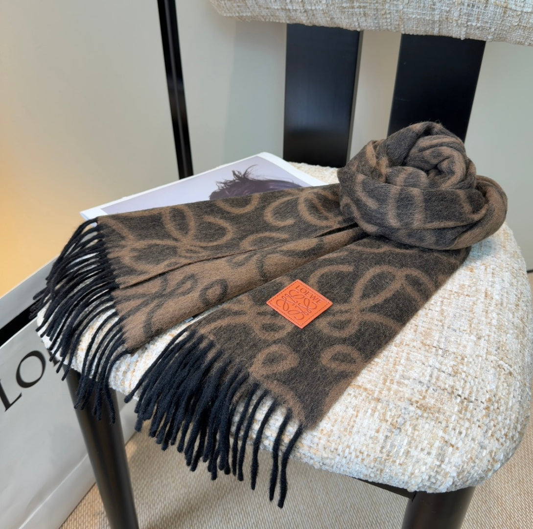 Loewe Scarf 180CM Black Brown Wool-blend 100121