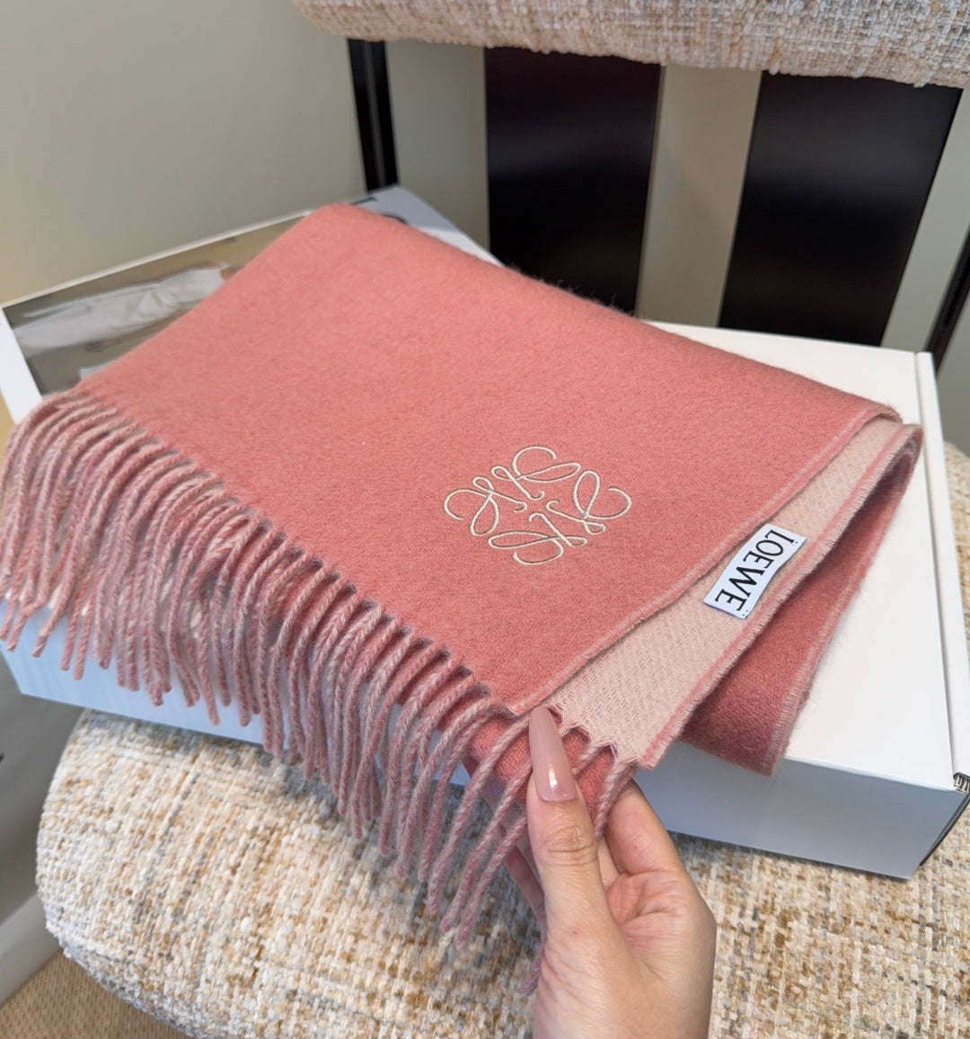 Loewe Scarf 180CM Pink Wool-blend 100131