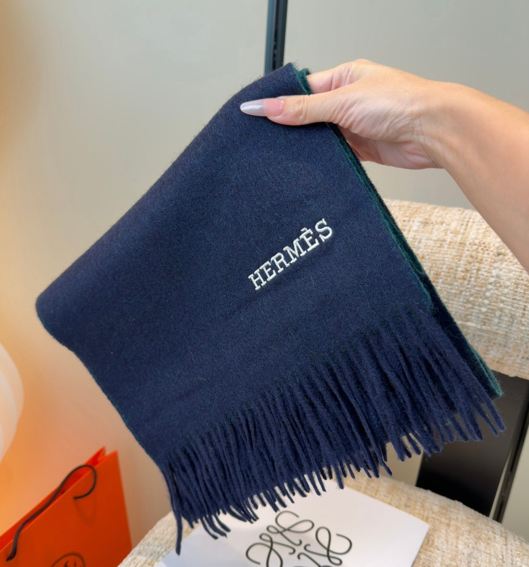HM Scarf 190 CM Dark Blue Wool 969495