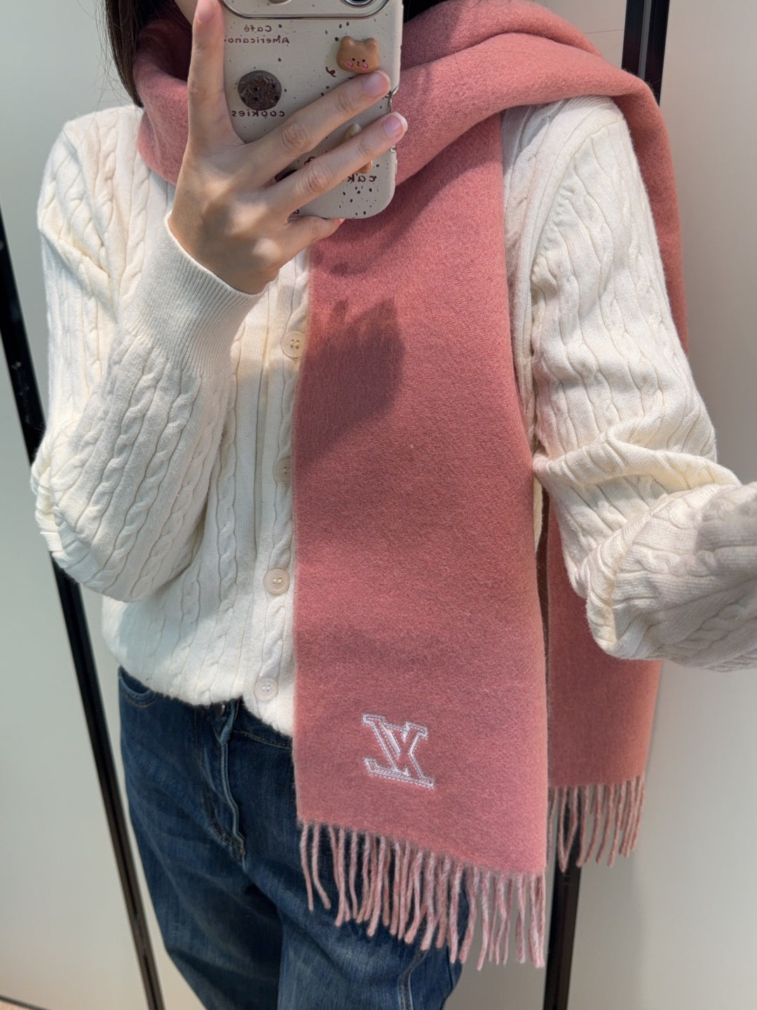 LV Scarf 180cm Pastel Pink Cashmere 973407