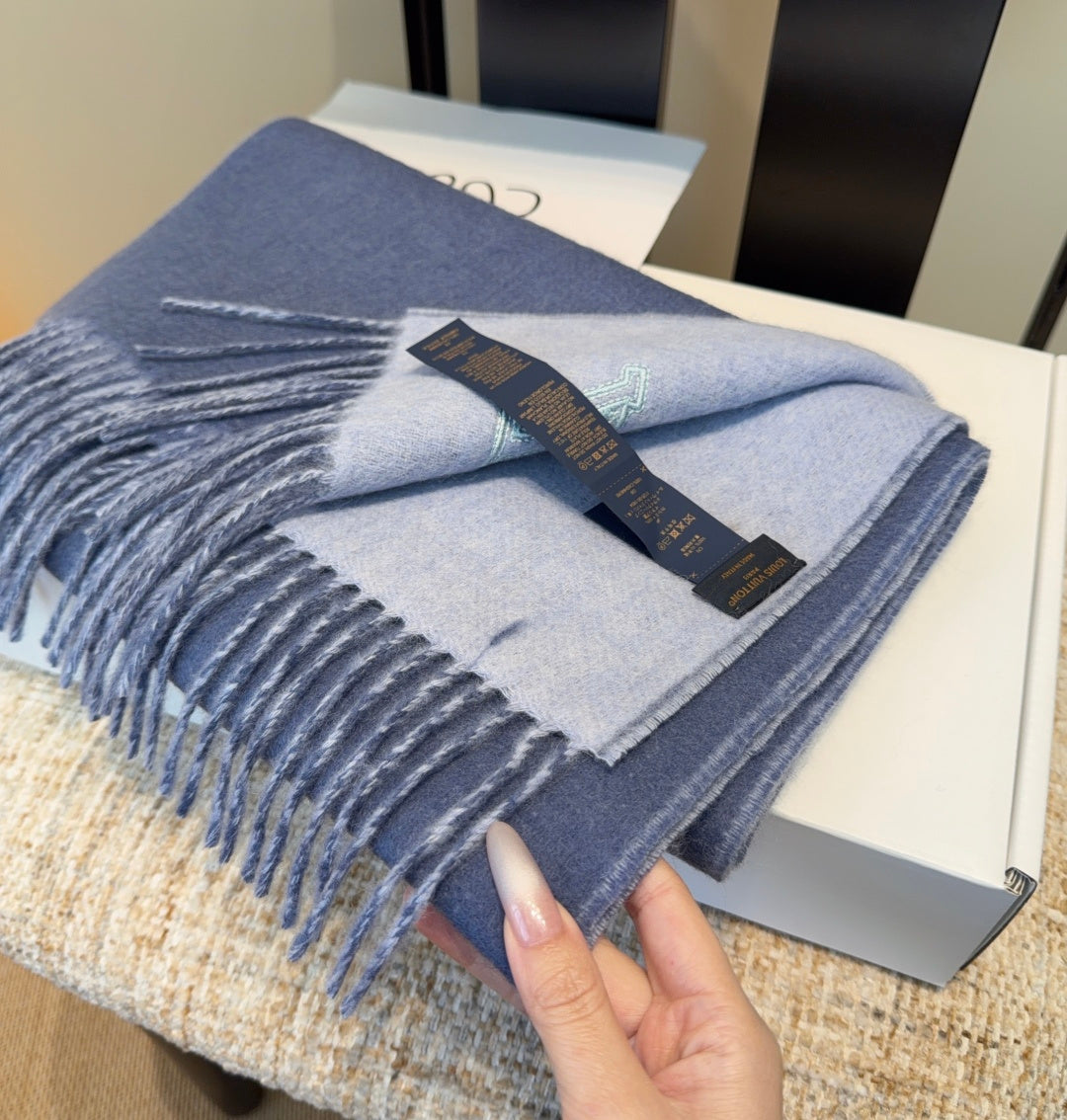 LV Scarf 180cm Dark Blue Cashmere 973406