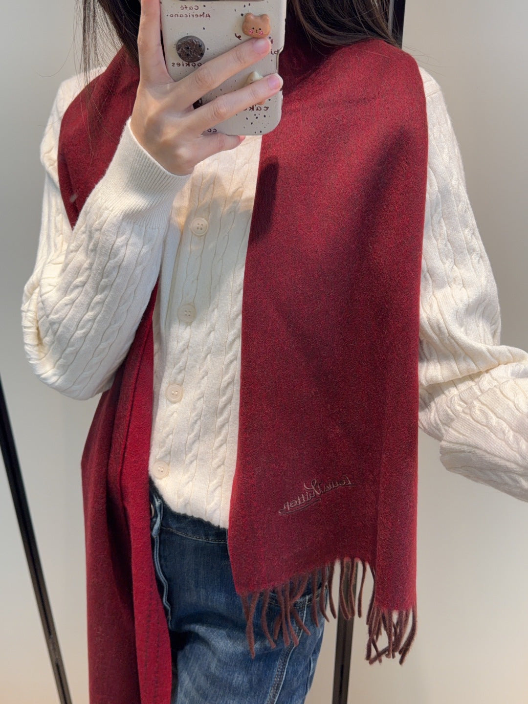 LV Scarf 180cm Dark Red Cashmere 973409