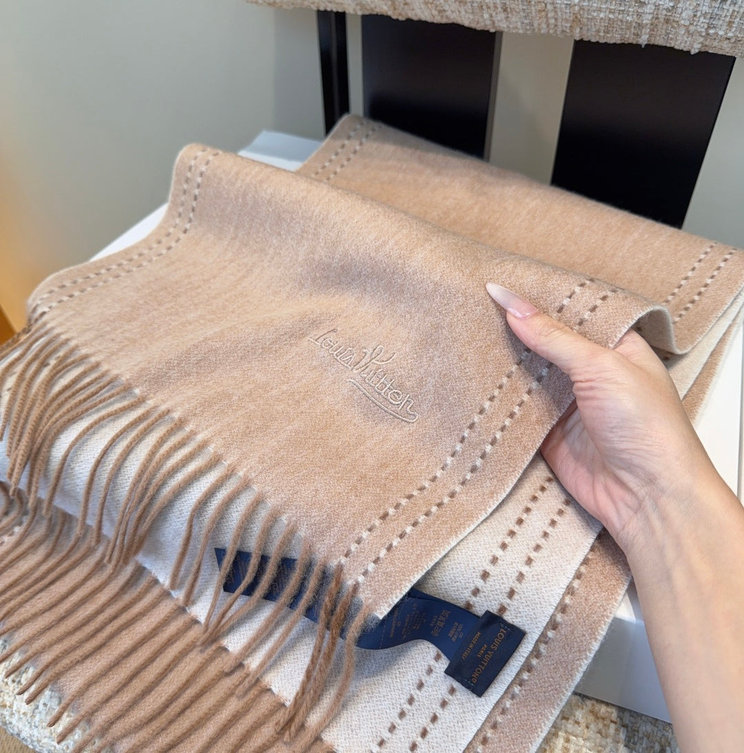LV Scarf 180cm Beige Cashmere 973410