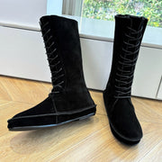 The Row 2025 Tyler Lace-up Boot Black Suede 549347