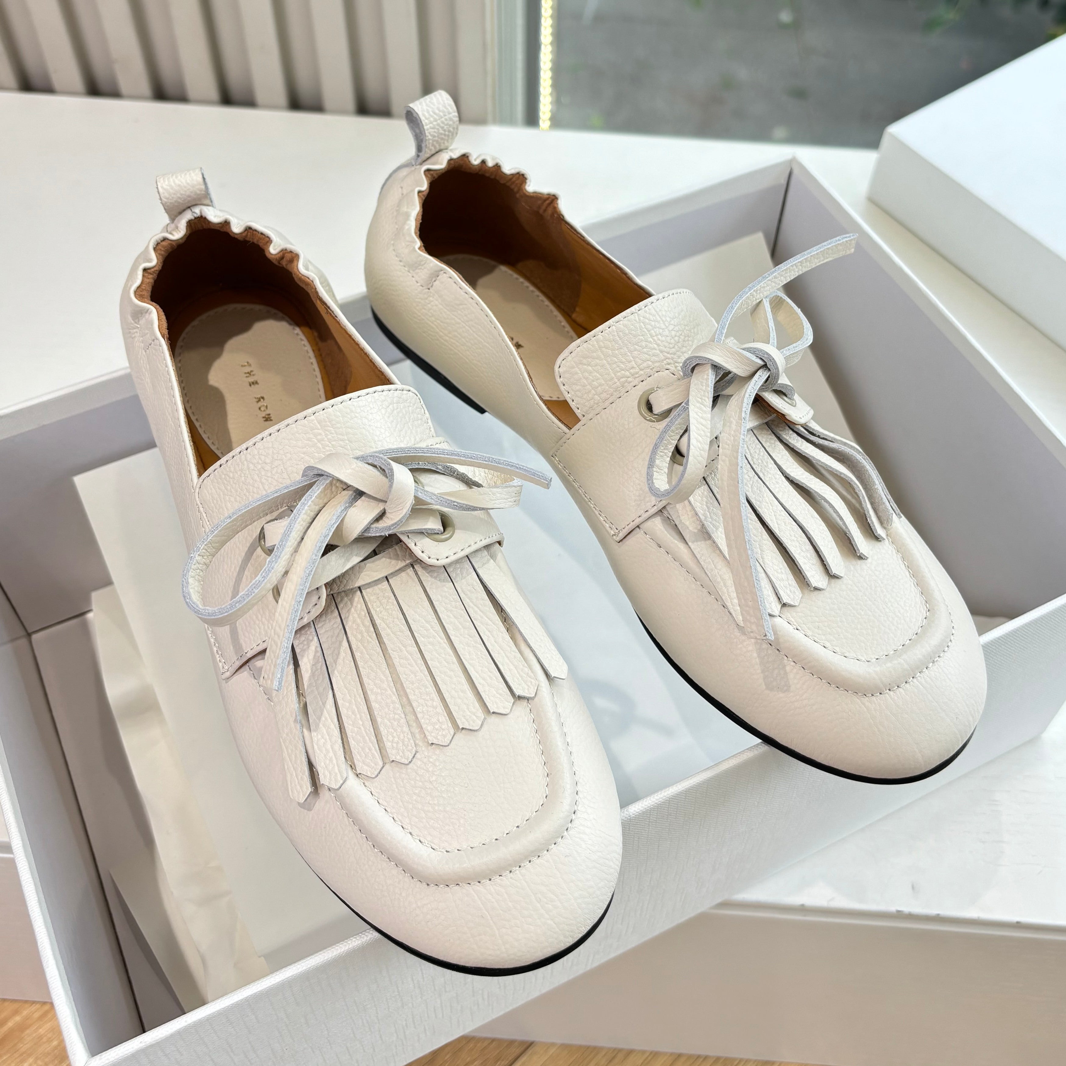 The Row 2025 Mary Jane Loafer White Cowhide 549359