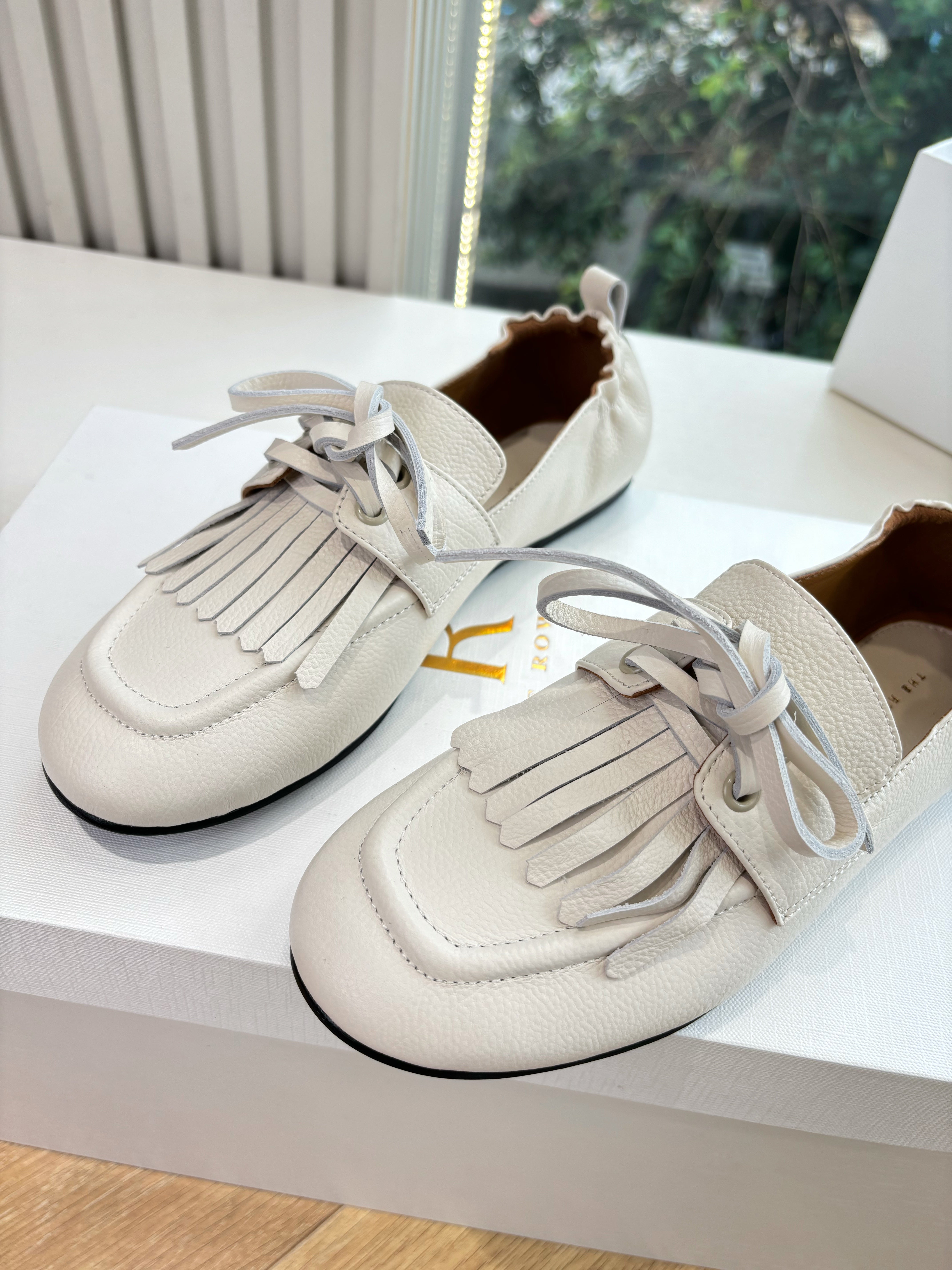 The Row 2025 Mary Jane Loafer White Cowhide 549359