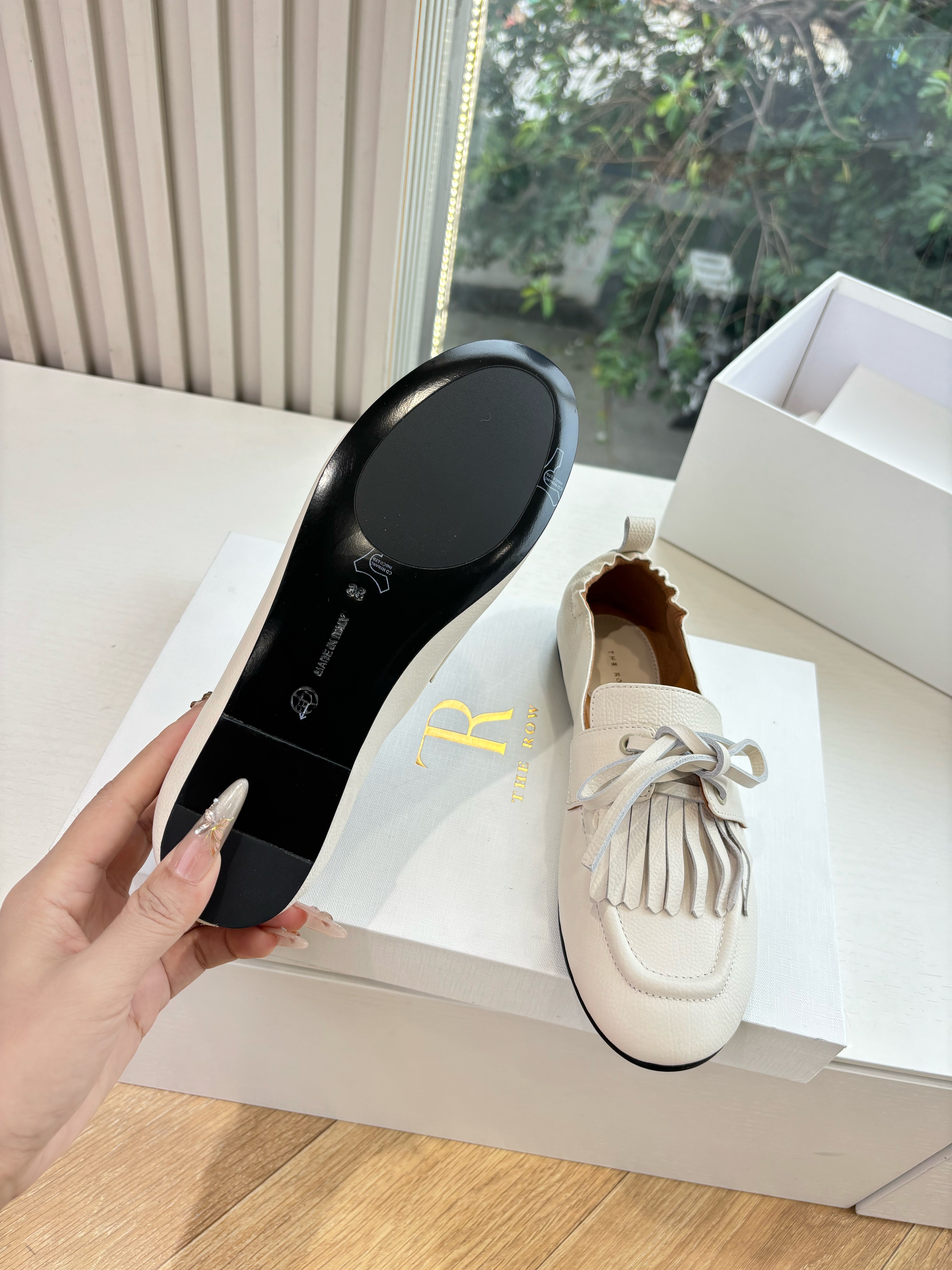 The Row 2025 Mary Jane Loafer White Cowhide 549359