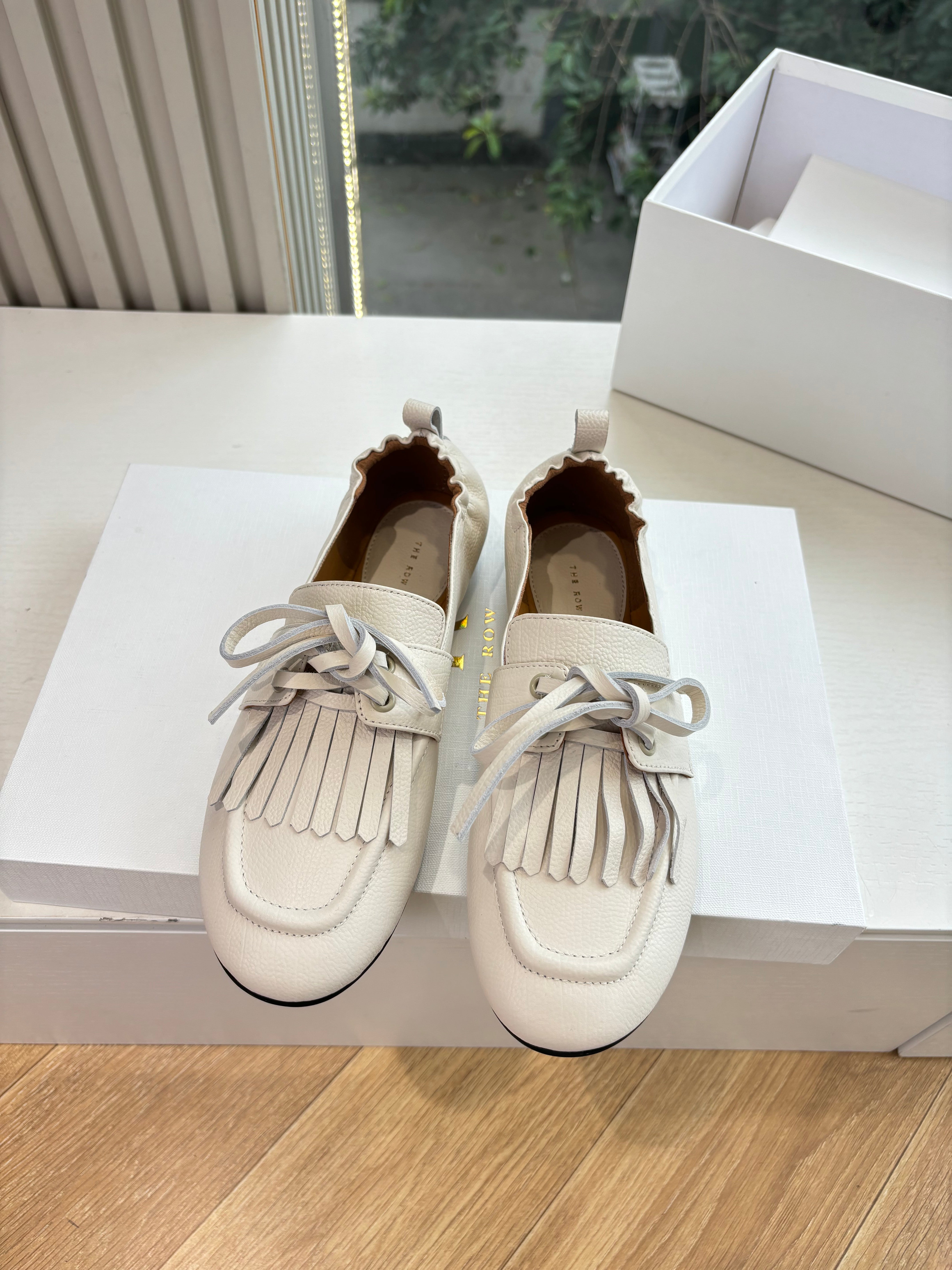 The Row 2025 Mary Jane Loafer White Cowhide 549359